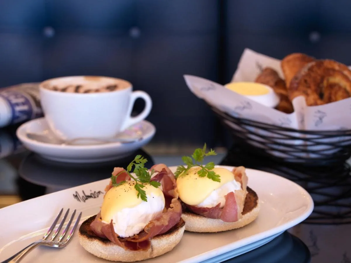 Breakfast sandwiches and coffee at Malmaison Glasgow's brasserie